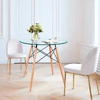 Heavenly Collection | Eiffel Glass Dining Table 32” Diameter for Dining Rooms or Outside Spaces