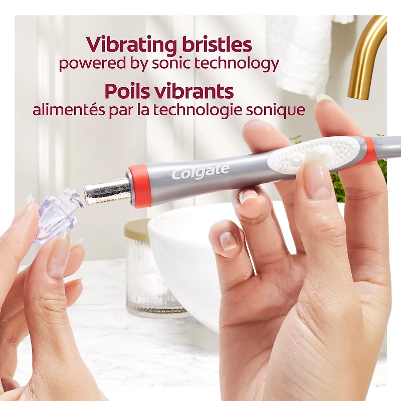 Colgate 360 Brosses à Dents Blanchissantes Vibrantes à Piles avec 1 Pile AAA
