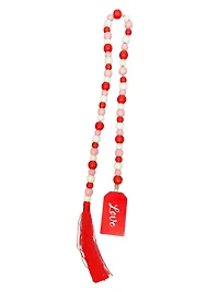 Way to Celebrate Wooden Beaded Garland Love, Red