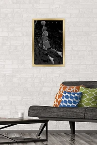 Michael Jordan - Black and White Wall Poster, 22.375" x 34" Framed