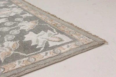 ECARPETGALLERY Tapis Noué à la Main pour Salon, Salle à Manger et Chambre à Coucher Floral Collection Jules Oushak 7'11" x 9'11" en Gris