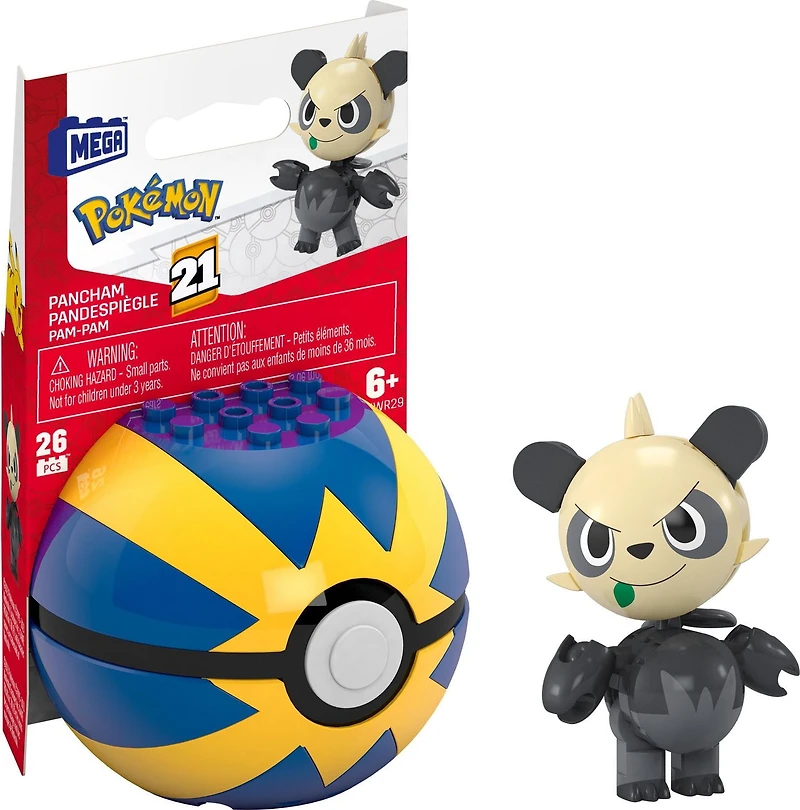MEGA Pokémon Pancham Building Toy Kit, Poseable Action Figure (26 Pieces) for Kids
