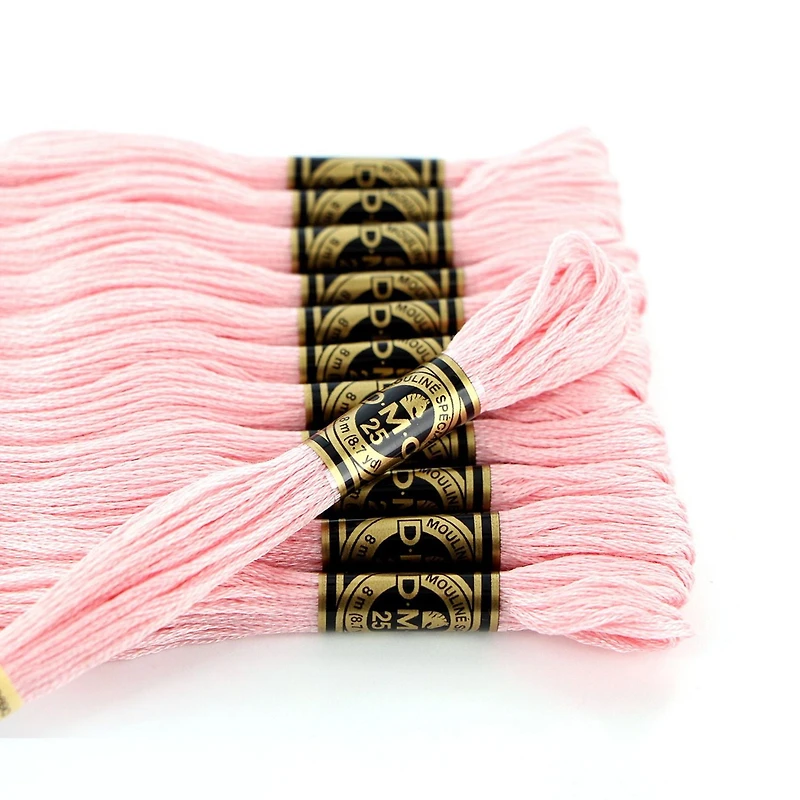 DMC Fil à broder en coton, 6 brins, écheveau de 8 m — rose, fabriqué en France (Art. 117)