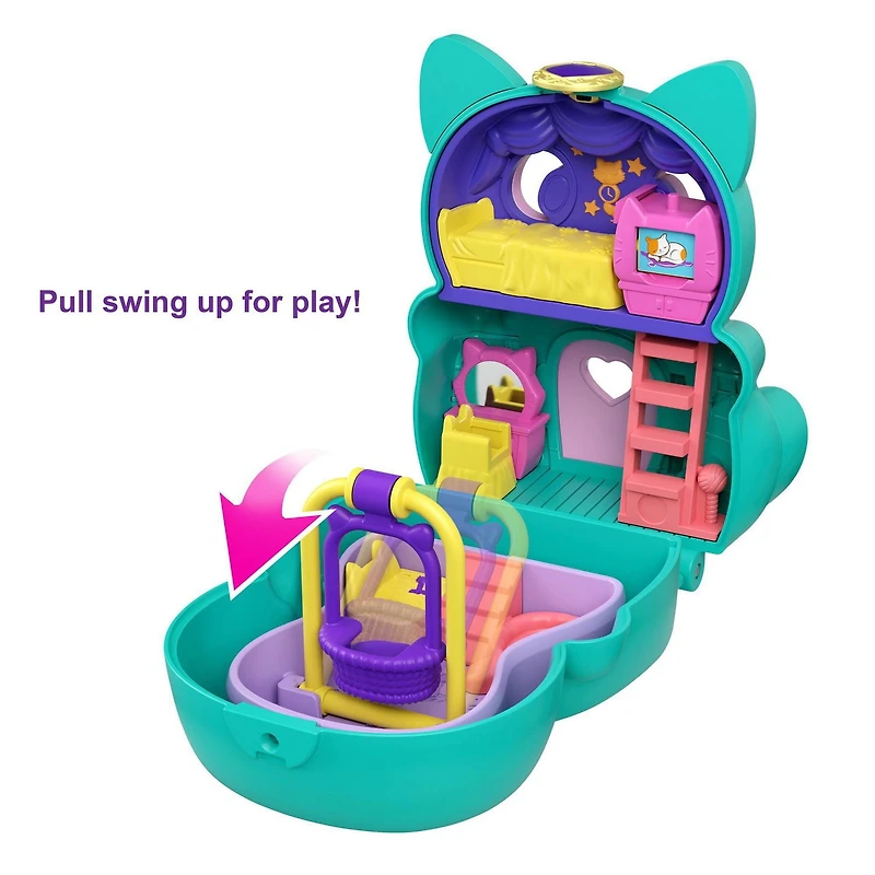 Polly Pocket-Coffret Transformable Chat, mini-poupée, figurine de chat