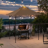 Sunjoy Gazebo Pour Barbecue 8' x 5', Gazebo Extérieur À Deux Niveaux, Hauteur Du Plafond Réglable, Pour Barbecue, Pique-Niques, Événements En Plein Air, Brun