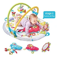 Yookidoo Tapis d'éveil pour bébé. Centre d'activités 3-en-1 pour nouveau-nés avec jouets pour le ventre, oreiller et miroir pour bébé. 0-12 Mois