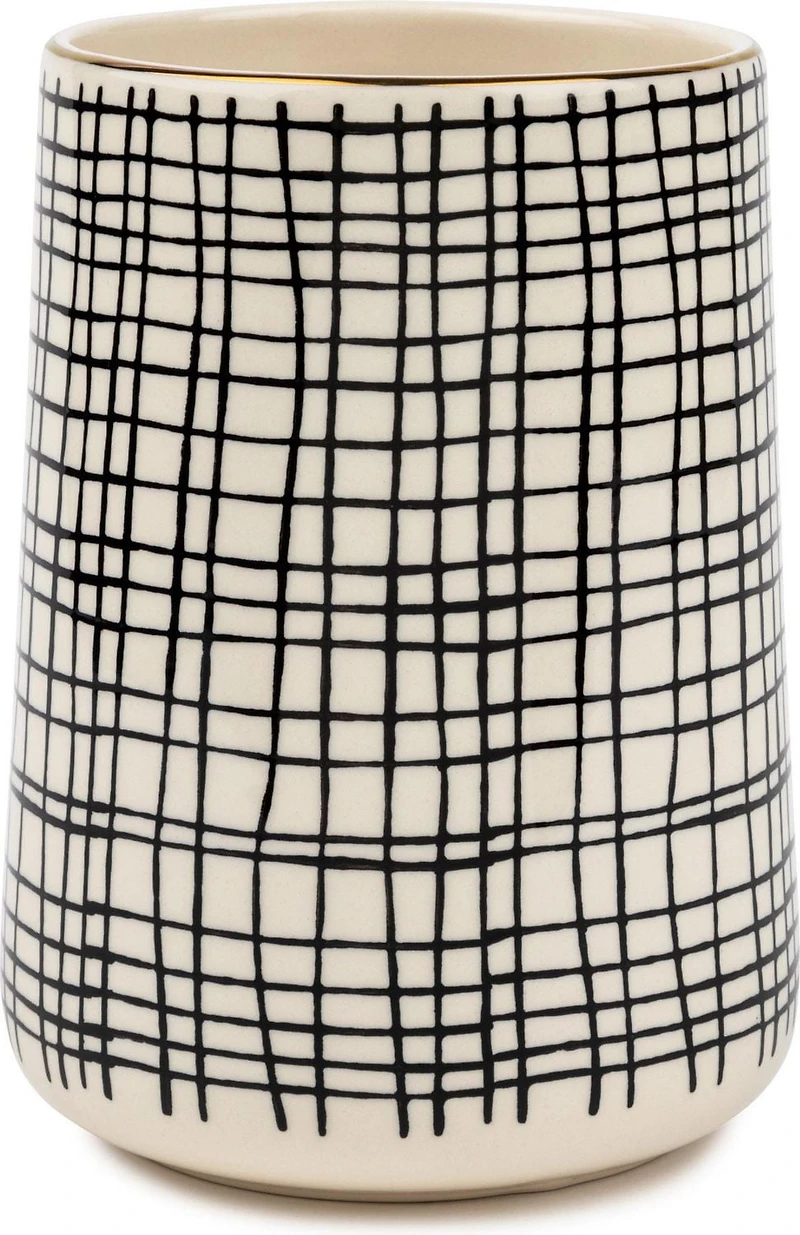 Thyme & Table Ceramic Utensil Holder, Cross Grid, Utensil Holder