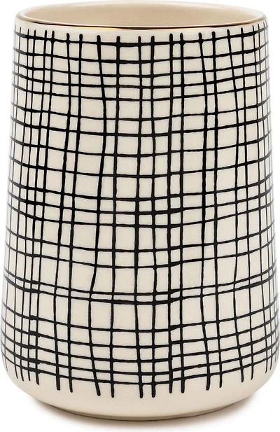 Thyme & Table Ceramic Utensil Holder, Cross Grid, Utensil Holder