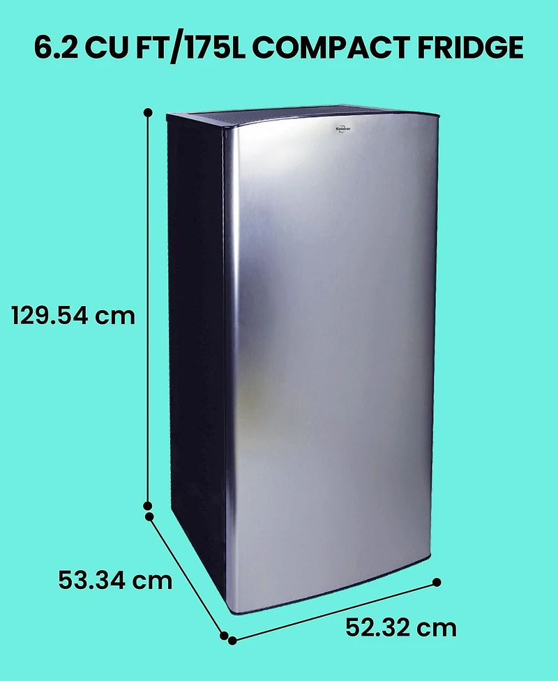 Koolatron 6.2 cu ft Stainless Steel Compact Fridge with Freezer, Mini Fridge with Large Capacity, Silver
