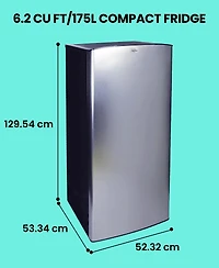Koolatron 6.2 cu ft Stainless Steel Compact Fridge with Freezer, Mini Fridge with Large Capacity, Silver