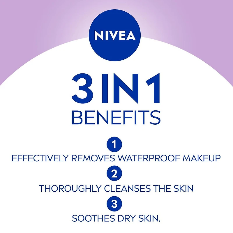 NIVEEA Lingettes Nettoyantes 3-En-1 Biodégradables pour Peau Sensible 40 Lingettes