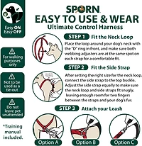 Ultimate Control Dog Harness Large Sized Dog, Black Nylon Large Dog Harness with Detachable Accessory Handle & Leash Extension, No Pull Dog Harness by Sporn