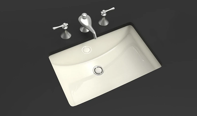 American Imaginations 20.75-in. W Rectangle Bathroom Undermount Sink Set In Biscuit - Chrome Hardware - Overflow Drain Incl. AI-27014