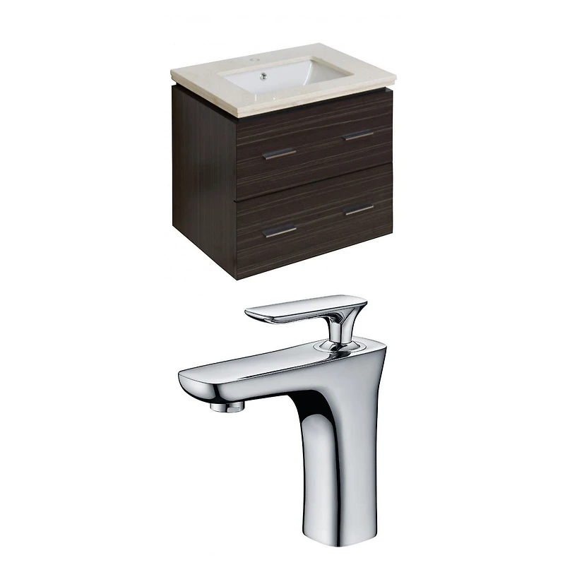 in. W Wall Mount Dawn Grey Vanity Set For 1 Hole Drilling Beige Top Biscuit UM Sink AI
