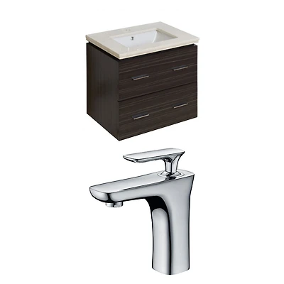 in. W Wall Mount Dawn Grey Vanity Set For 1 Hole Drilling Beige Top Biscuit UM Sink AI