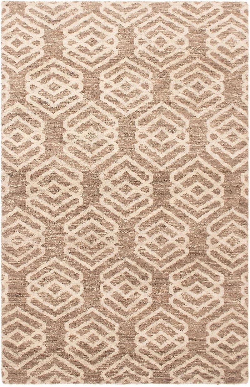 ECARPETGALLERY 5'2" x 8'0" Moroccan Tangier Hand-knotted Area Rug for Living Room, Dining Room and Bedroom in Brown