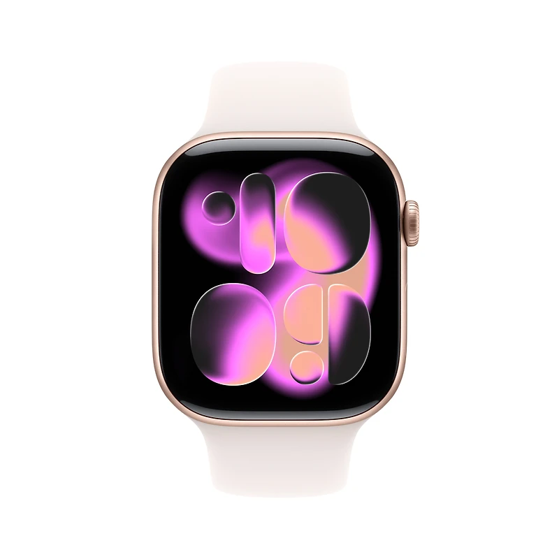 Apple Watch Series 11 GPS - Boîtier 42 mm en aluminium rosé - Bracelet sport rose tendre (P/M)