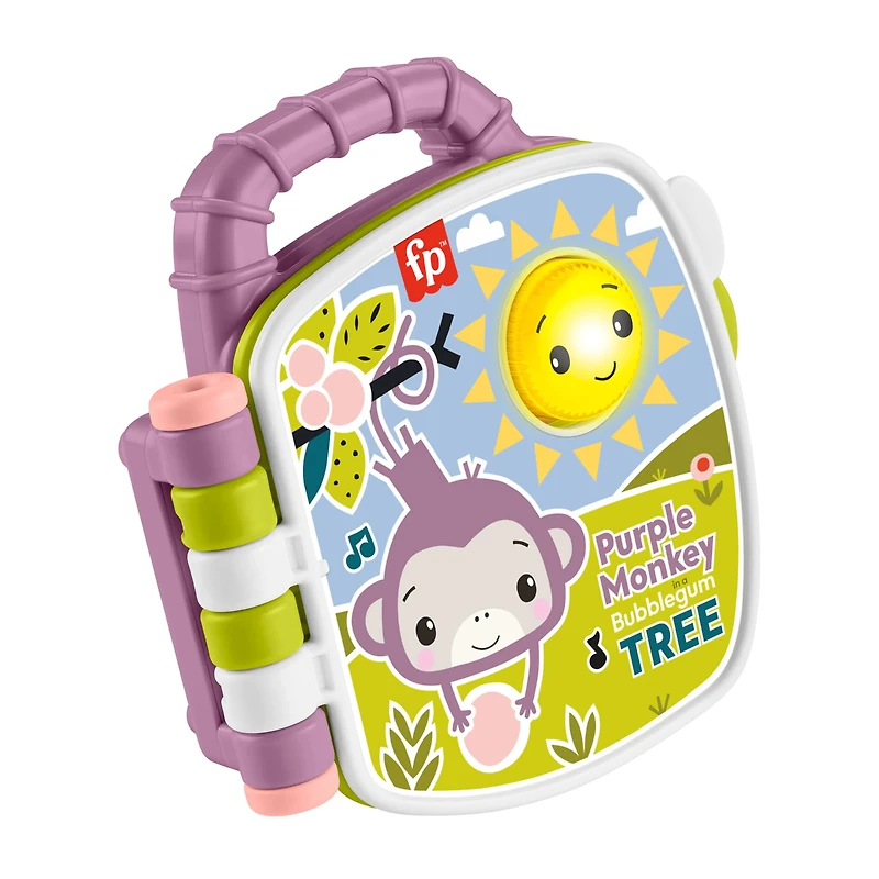 Fisher-Price Purple Monkey Musical Storybook Toy for Baby & Toddler with Lights & Sounds, FISHER PRICE FP PURPLE MONKEY BK