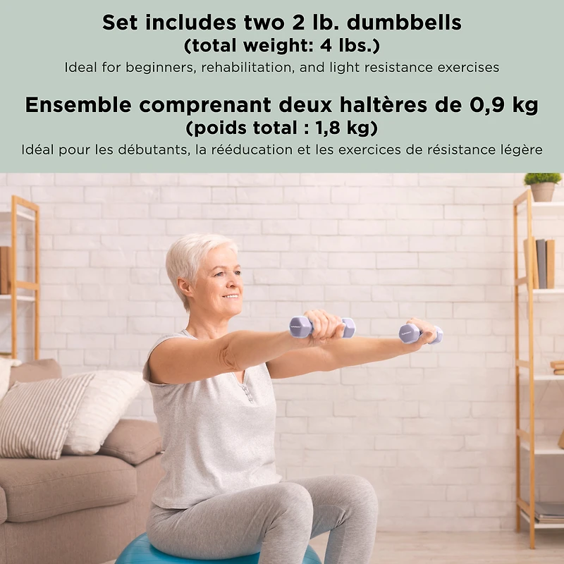 PurAthletics 2x2lbs Dumbbell - Pastel Lilac