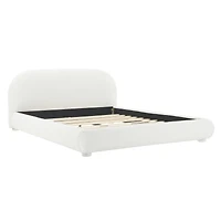 Noble House Lit rembourré Style Queen Cream, tête de lit en tissu texturé courbé avec cadre solide, blanc crémeux