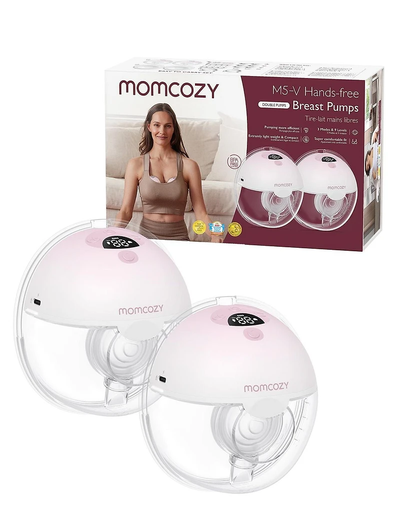 Momcozy électrique portable Tire-lait mains libres M5, double scellée avec 3 modes et 9 niveaux Tire-lait M5 2 Pack