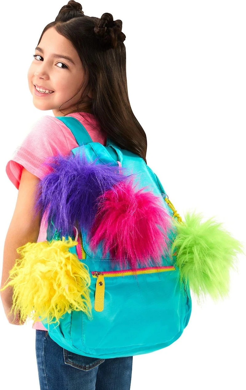 DreamWorks Trolls Band Together Rainbow Pom Poms Keychains with Surprise Mini Doll, Rainbow Series 1