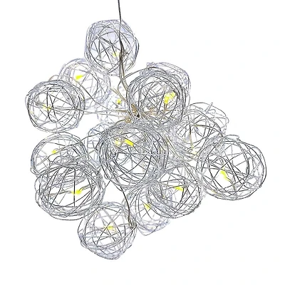 HOLIDAY TIME PL BO LED Silver Wire Ball String Lights – Festive Glow for Every Occasion