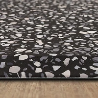 Terrazo Tile Black Polyester Kitchen Mat 18x30