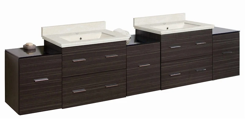 American Imaginations 74.5-in. W Wall Mount Dawn Grey Vanity Set For 3H4-in. Drilling  AI-19083