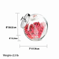 Large 91 oz. Round Glass Candy Storage Jar with Stainless Steel Top, Clear