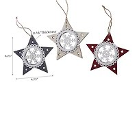 Christmas Ornament Star With Snowflake  - Set of 6