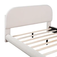 Noble House Teddy Fleece Full Size Upholstered Platform Bed, Beige