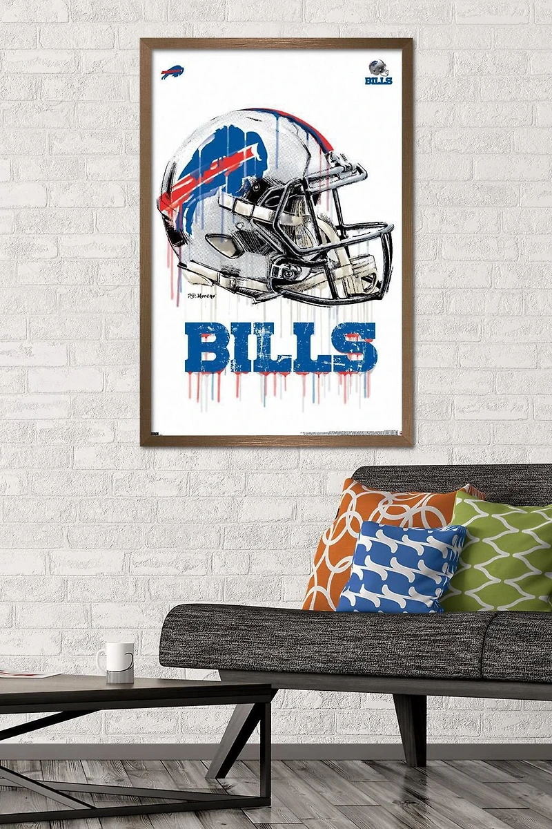NFL Buffalo Bills - Drip Helmet 20 Wall Poster with Magnetic Frame, 22.375" x 34"