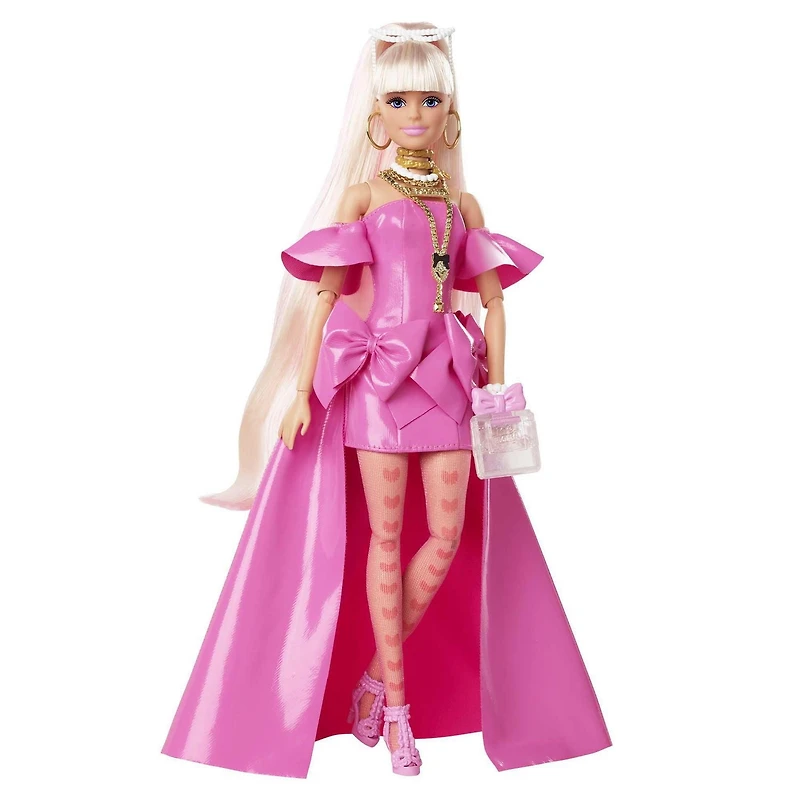Barbie Extra Fancy Poupée, robe rose avec animal, 3 ans et plus