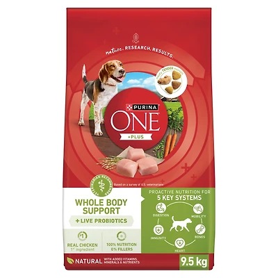 Purina ONE +Plus Whole Body Support with Real Chicken, Dry Dog Food 9.5 kg