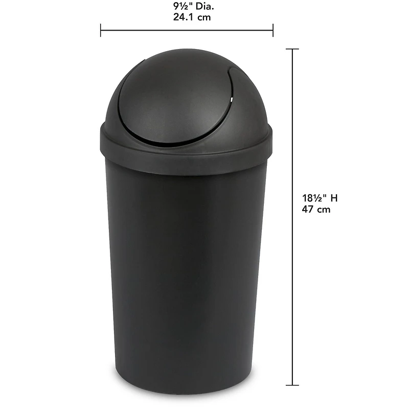 Sterilite 11.4 L Black SwingTop Wastebasket