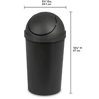 Sterilite 11.4 L Black SwingTop Wastebasket