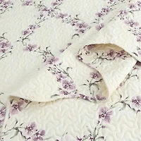 Marina Decoration Rich Printed Embossed Pinsonic Coverlet Bedspread Ultra Soft Home Bedding 3 Piece Summer Quilt Set with 2 Embossed Shams, Purple Orchid Cream Pattern King Size