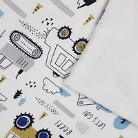 Couverture réversible en flanelle polaire douce et chaude pour enfants, motif de camion de dessin animé avec base blanche, 101 x 127 cm, motif imprimé Marina Decoration