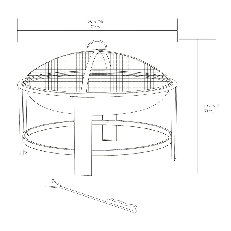 Foyer au bois en acier Mainstays, 71 cm