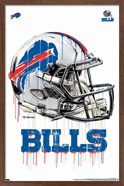 NFL Buffalo Bills - Drip Helmet 20 Wall Poster with Magnetic Frame, 22.375" x 34"