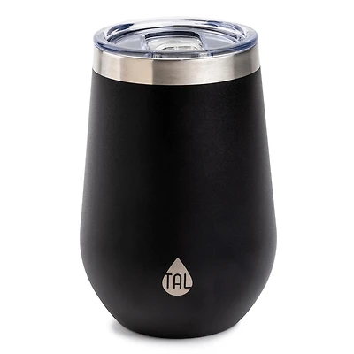 TAL Stainless Steel Wine Tumbler 12 fl oz, Black, Water Bottle