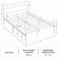 Fullfurnique Cadre de Lit Plateforme en Métal avec Tête de Lit Inspirée des Nuages, Double, Blanc