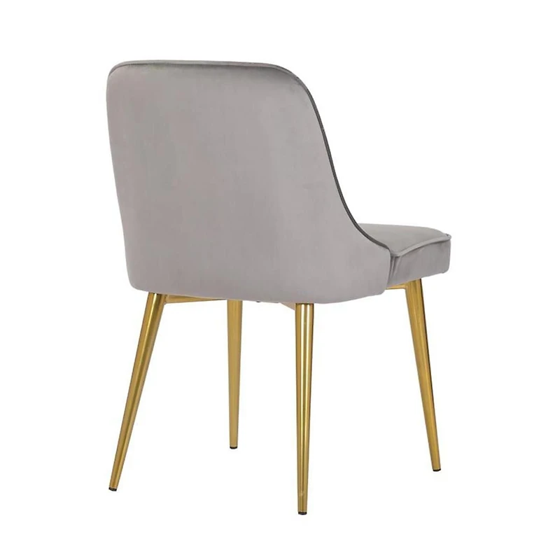 Heye Dining Chair with Grey Velvet Upholstery and Gold Metal Legs (Set of 4)