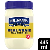 Hellmann’s Real Mayonnaise, Gluten‑Free and Kosher, Made with Canadian Free‑Run Eggs and Canola Oil, 445 ml Jar