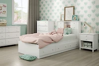 South Shore Little Smileys Twin Mates Bed with 3 Drawers, in Pure White