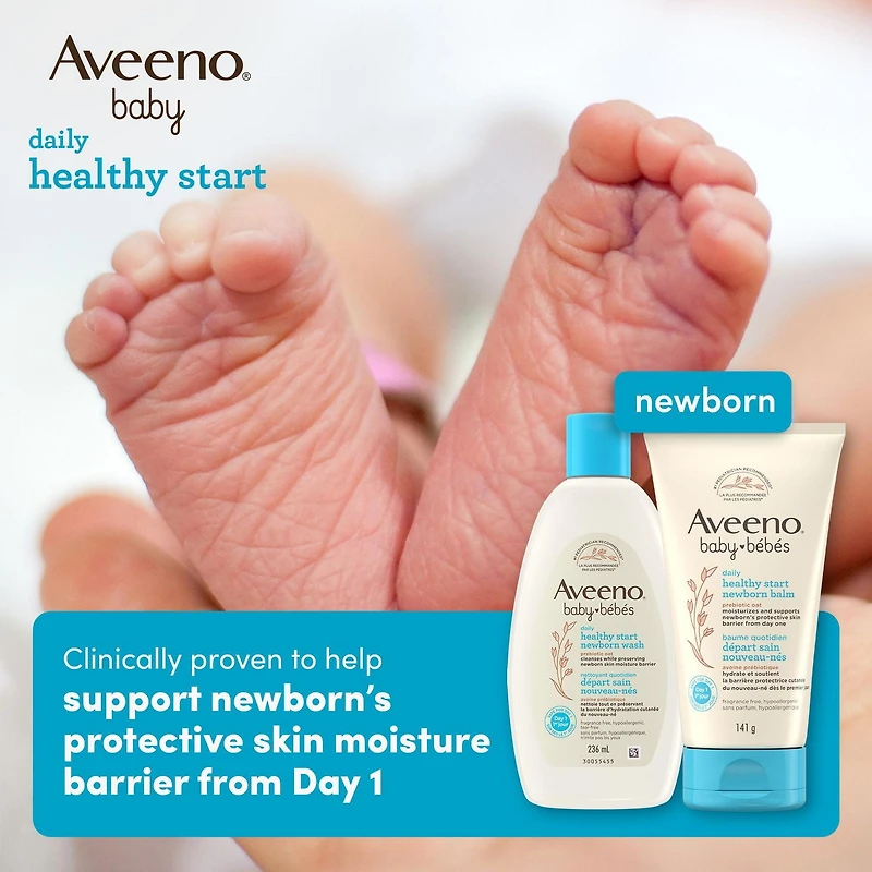 Aveeno Baby Daily Healthy Start Newborn Wash, Oat, Paraben-Free, Body Wash,  Cleanser, Delicate Skin, Fragrance Free, 236 mL