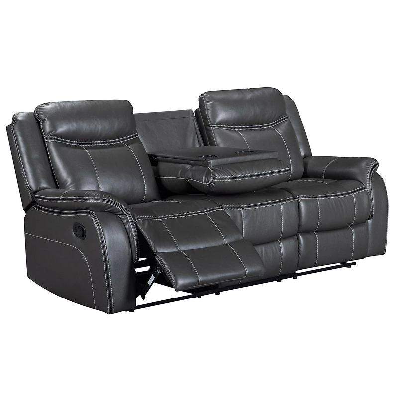Sofa motorisé Declan de 85 po gris foncé avec porte-gobelets