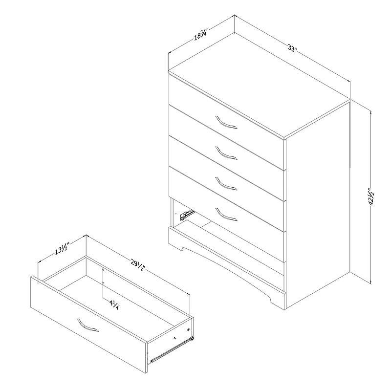 South Shore Step One 5-Drawer Chest for Adult, in Gray Oak