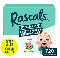 Rascals Easy Clean Baby Wipes, Carton, 720 Count
